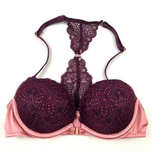 Victorias Secret Pink Date Push-up Racerback Front Closure Bra 32B